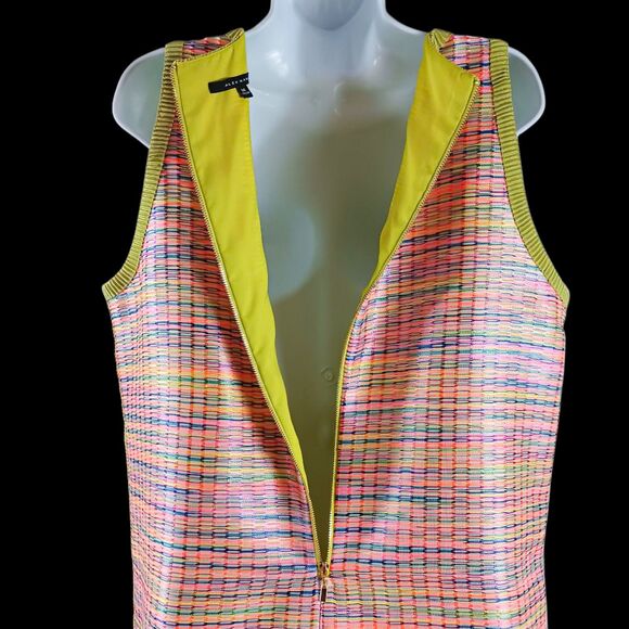 Alex Marie Sleeveless Neon Trim Tweed Shift Dress Size 14 Multicolor Woven Mod - Picture 6 of 8